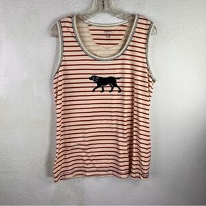 HATLEY Black Lab Dog Striped Tank Top. Red & White w/blue topstitching. Size XL